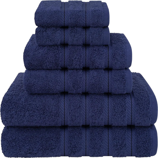6 Piece Towel Set blue 100% cotton